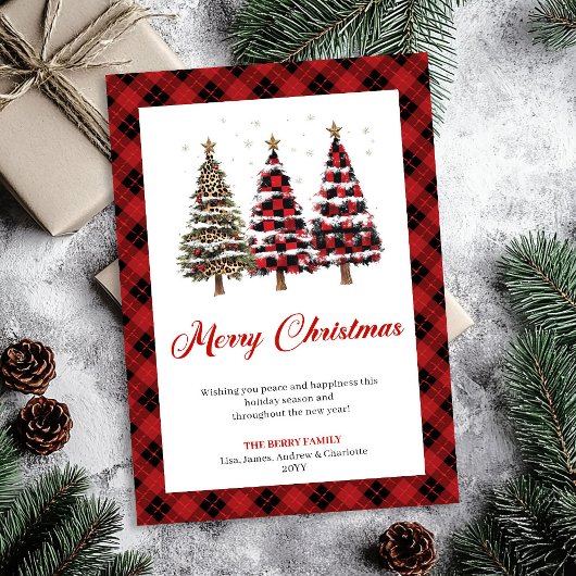 Classic Buffalo Plaid Christmas Tree Greeting Card Feestdagenkaart