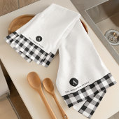 Classic Buffalo Plaid Initiaal Familienaam Keuken Theedoek