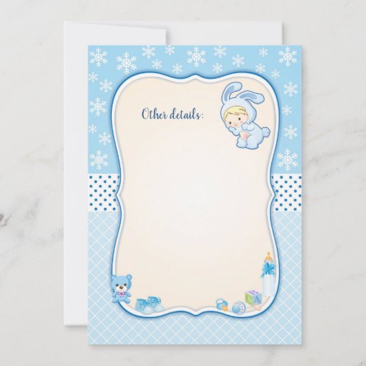 Classic bunny Baby Shower Invitation Kaart (Achterkant)