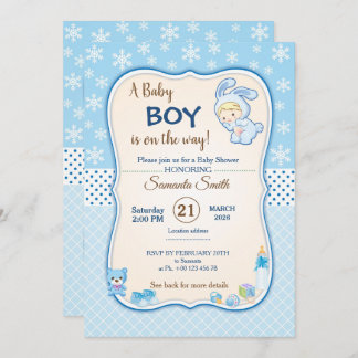 Classic bunny Baby Shower Invitation Kaart