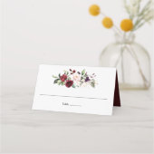 Classic Burgundy Blush Bouquet Waterverf Floral Plaatskaartje (Voorkant)