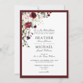 Classic Burgundy Blush Floral Waterverf Script Kaart (Voorkant)