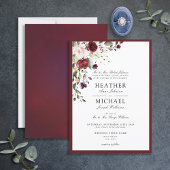 Classic Burgundy Blush Floral Waterverf Script Kaart