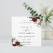 Classic Burgundy Blush Floral Wedding Square Kaart (Staand voorkant)