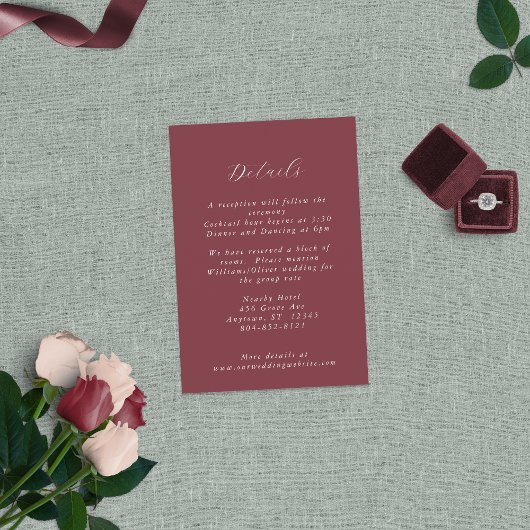 Classic Burgundy Blush Roos & Peony Informatiekaartje
