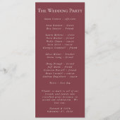 Classic Burgundy Blush Roos & Peony Programmakaart (Achterkant)