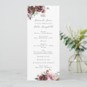 Classic Burgundy Blush Roos & Peony Programmakaart (Staand voorkant)