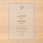 Classic Burgundy Calligraphy Monogram Weddenschap Acryl Uitnodigingen (Voorkant)