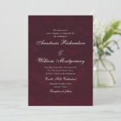 Classic Burgundy Deep Traditional Script Wedding Kaart (Staand voorkant)