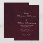 Classic Burgundy Deep Traditional Script Wedding Kaart (Voorkant / Achterkant)