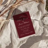 Classic Burgundy Fancy Old Money Retro Wedding Kaart