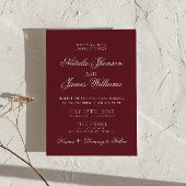 Classic Burgundy Fancy Old Money Retro Wedding Kaart