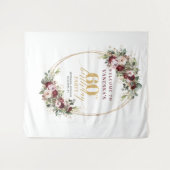 Classic Burgundy Gold Floral 60th Birthday Banner Wandkleed (Voorkant (horizontaal))