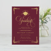 Classic Burgundy Gold Graduation Kaart (Staand voorkant)