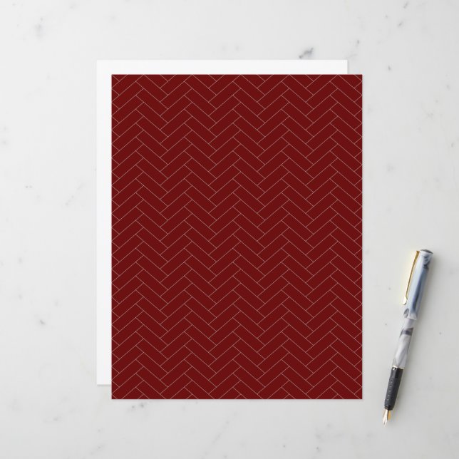 Classic Burgundy Gray Herringbone Pattern (Voorkant / Achterkant in situ)