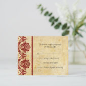 Classic Burgundy Lace RSVP-kaarten RSVP Kaartje (Staand voorkant)
