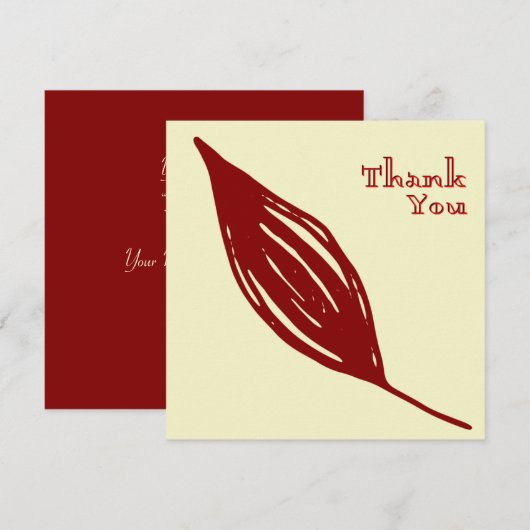 Classic Burgundy Leaf Elegant Bedankkaart (Voorkant / Achterkant)