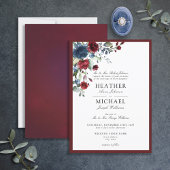 Classic Burgundy & Navy Floral Waterverf Script Kaart