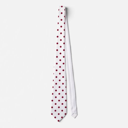 Classic Burgundy Polka Dot Pattern on White Stropd Stropdas (Voorkant)