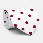 Classic Burgundy Polka Dot Pattern on White Stropd Stropdas (Opgerold)