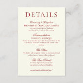 Classic Burgundy Red Minimalist Wedding Details Informatiekaartje (Voorkant)