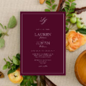 Classic Burgundy Script Monogram Weddenschap Kaart