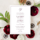 Classic Burgundy Script Monogram Weddenschap Kaart