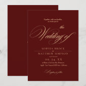 Classic Burgundy Script Wedding Kaart (Voorkant / Achterkant)