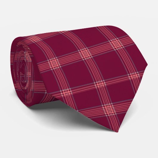 Classic Burgundy Tartan Plaid Gift Stropdas (Opgerold)