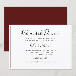 Classic Burgundy Wedding Rehearsal Dinner Kaart