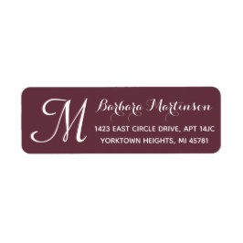 Classic Burgundy White - Aangepast monogram adres Etiket