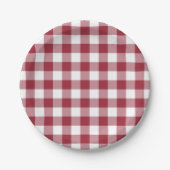 Classic Burgundy White Gingham Pset Pattern Papieren Bordje (Voorkant)