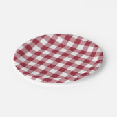 Classic Burgundy White Gingham Pset Pattern Papieren Bordje (Gekanteld)