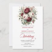 Classic Burgundy White Watercolor Wedding Invite Kaart (Voorkant)