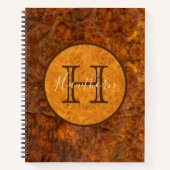 Classic Burl Wood Tone Round Monogram Notitieboek (Voorkant)