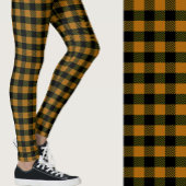 Classic burnt orange black buffalo plaid patterned leggings