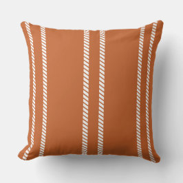 Classic Burnt Orange with Stripes Throw Pillow Kussen