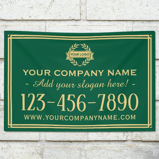Classic Business Logo  Sign Green Banner