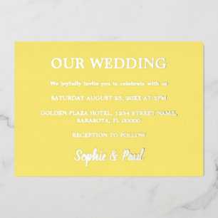 Classic Butter Yellow Wedding Folie Invitation Uitnodiging