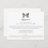 Classic Butterfly Wedding Informatie Kaart (Voorkant / Achterkant)