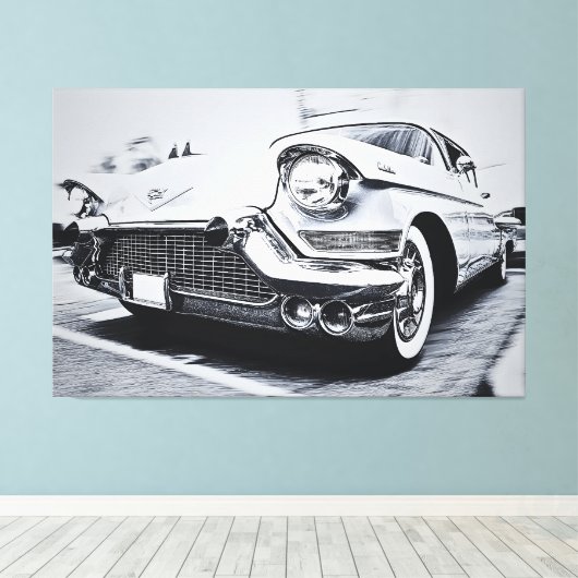 Classic Cadillac –  auto Canvas Afdruk (Insitu (Houten vloer))