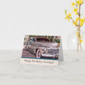 Classic Cadillac Happy Birthday Grandpa uit 1940 Kaart (Gele Bloem)