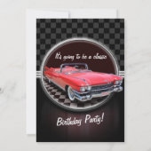 CLASSIC CADILLAC Verjaardagsfeestje Uitnodiging (Achterkant)