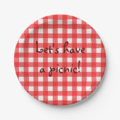 Classic Cafe Red Gingham Picnic Papieren Bordje (Voorkant)