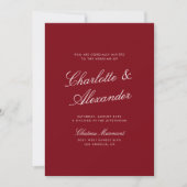 Classic Calligraphy Deep Red Old Money Wedding Kaart (Voorkant)