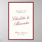 Classic Calligraphy Deep Red Old Money Wedding Poster (Voorkant)