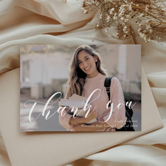 Classic Calligraphy Graduation Photo Bedankkaart