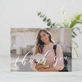 Classic Calligraphy Graduation Photo Bedankkaart (Staand voorkant)