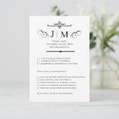 Classic Calligraphy Monogram Wedding RSVP Kaartje (Staand voorkant)