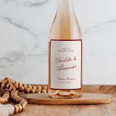 Classic Calligraphy Old Money Deep Red Wedding Wijn Etiket